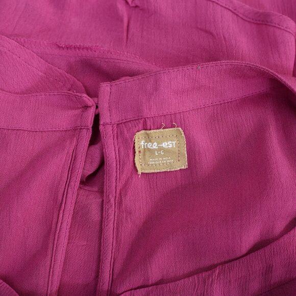 Free People Free Est Delilah Cropped Blouse Top Ruffle Cactus Rose L NWT 284420 - Picture 8 of 8